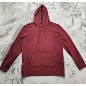 Pacsun Hoodie Mens L Red Burgundy Pullover Side Zip Hem Sweatshirt Casual Pocket